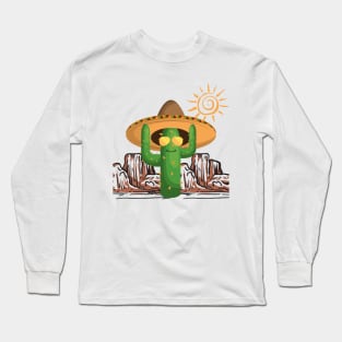 A happy cactus in the desert Long Sleeve T-Shirt